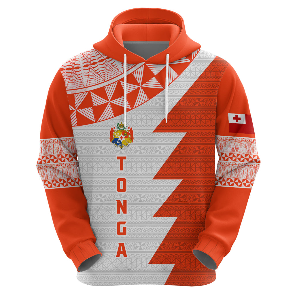 Custom Tonga Rugby Zip Hoodie Ikale Tahi Ngatu Tribal Pattern Half Style LT03 - Polynesian Pride
