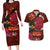 American Samoa Manulele Tausala Nu'uuli Couples Matching Long Sleeve Bodycon Dress and Hawaiian Shirt Tatau Art Pattern with Tropical Plants