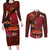 American Samoa Manulele Tausala Nu'uuli Couples Matching Long Sleeve Bodycon Dress and Long Sleeve Button Shirt Tatau Art Pattern with Tropical Plants