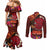 American Samoa Manulele Tausala Nu'uuli Couples Matching Mermaid Dress and Long Sleeve Button Shirt Tatau Art Pattern with Tropical Plants