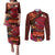 American Samoa Manulele Tausala Nu'uuli Couples Matching Puletasi and Long Sleeve Button Shirt Tatau Art Pattern with Tropical Plants