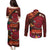 American Samoa Manulele Tausala Nu'uuli Couples Matching Puletasi and Long Sleeve Button Shirt Tatau Art Pattern with Tropical Plants