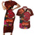 American Samoa Manulele Tausala Nu'uuli Couples Matching Short Sleeve Bodycon Dress and Hawaiian Shirt Tatau Art Pattern with Tropical Plants