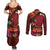 American Samoa Manulele Tausala Nu'uuli Couples Matching Summer Maxi Dress and Long Sleeve Button Shirt Tatau Art Pattern with Tropical Plants