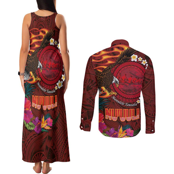 Custom Samoa Rugby Couples Matching Tank Maxi Dress and Long Sleeve Button Shirts Proud Samoa World Cup 2023 LT9 main image 1