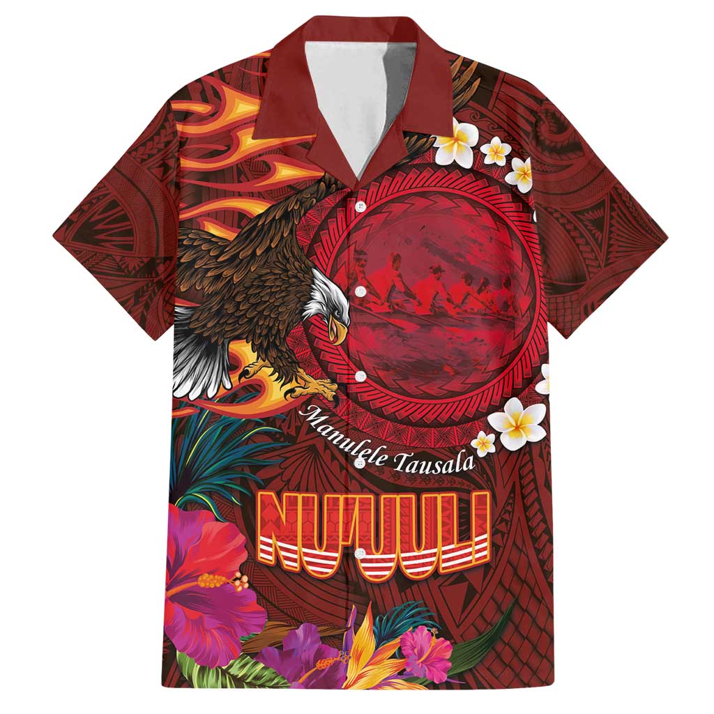 American Samoa Manulele Tausala Nu'uuli Family Matching Off Shoulder Maxi Dress and Hawaiian Shirt Tatau Art Pattern with Tropical Plants