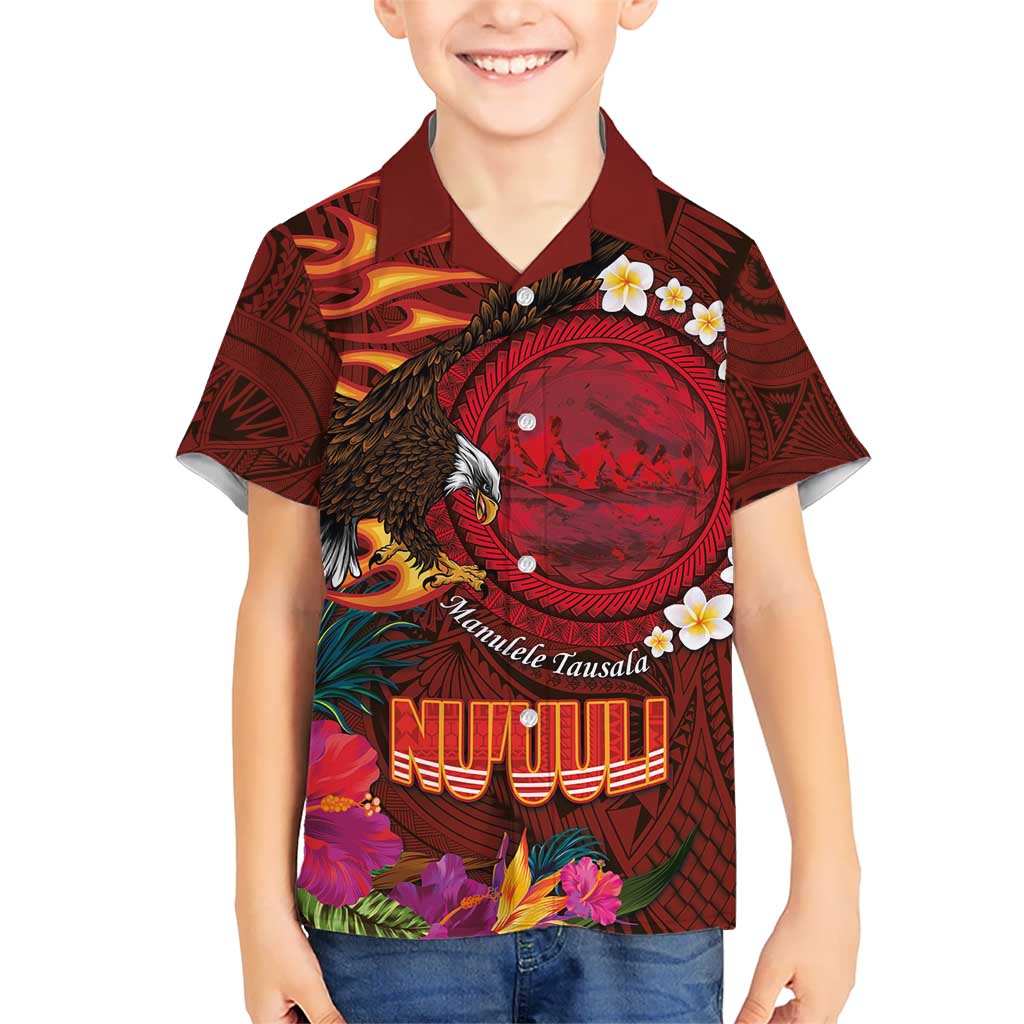 American Samoa Manulele Tausala Nu'uuli Hawaiian Shirt Tatau Art Pattern with Tropical Plants