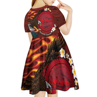 American Samoa Manulele Tausala Nu'uuli Kid Short Sleeve Dress Tatau Art Pattern with Tropical Plants