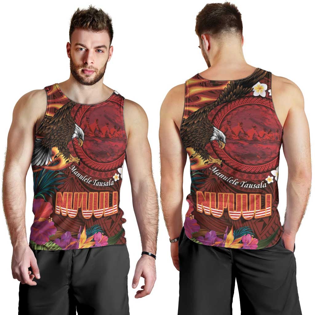 American Samoa Manulele Tausala Nu'uuli Men Tank Top Tatau Art Pattern with Tropical Plants