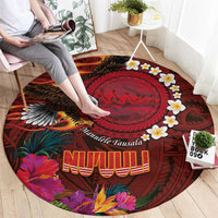 American Samoa Manulele Tausala Nu'uuli Round Carpet Tatau Art Pattern with Tropical Plants LT03 - Polynesian Pride