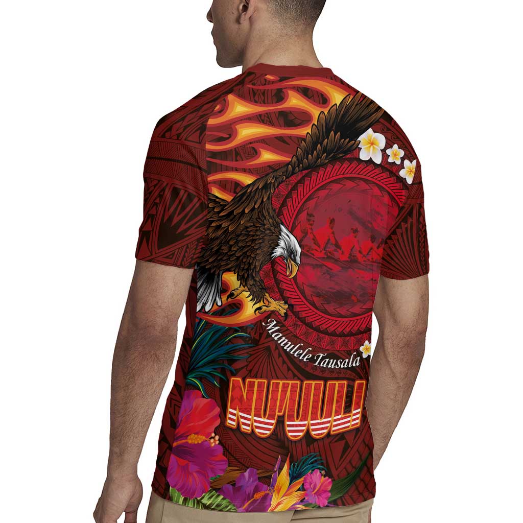 American Samoa Manulele Tausala Nu'uuli Rugby Jersey Tatau Art Pattern with Tropical Plants LT03 - Polynesian Pride