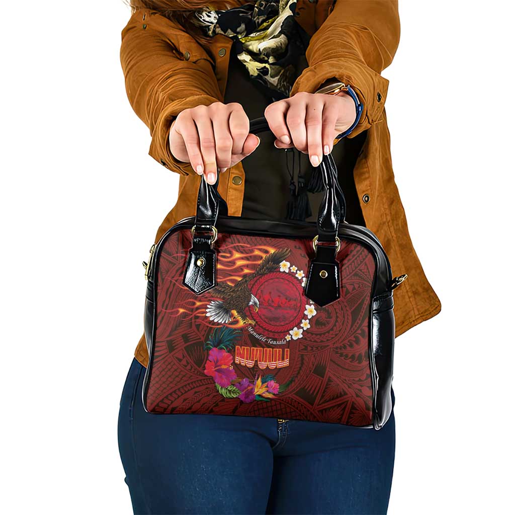 American Samoa Manulele Tausala Nu'uuli Shoulder Handbag Tatau Art Pattern with Tropical Plants LT03 One Size Red - Polynesian Pride