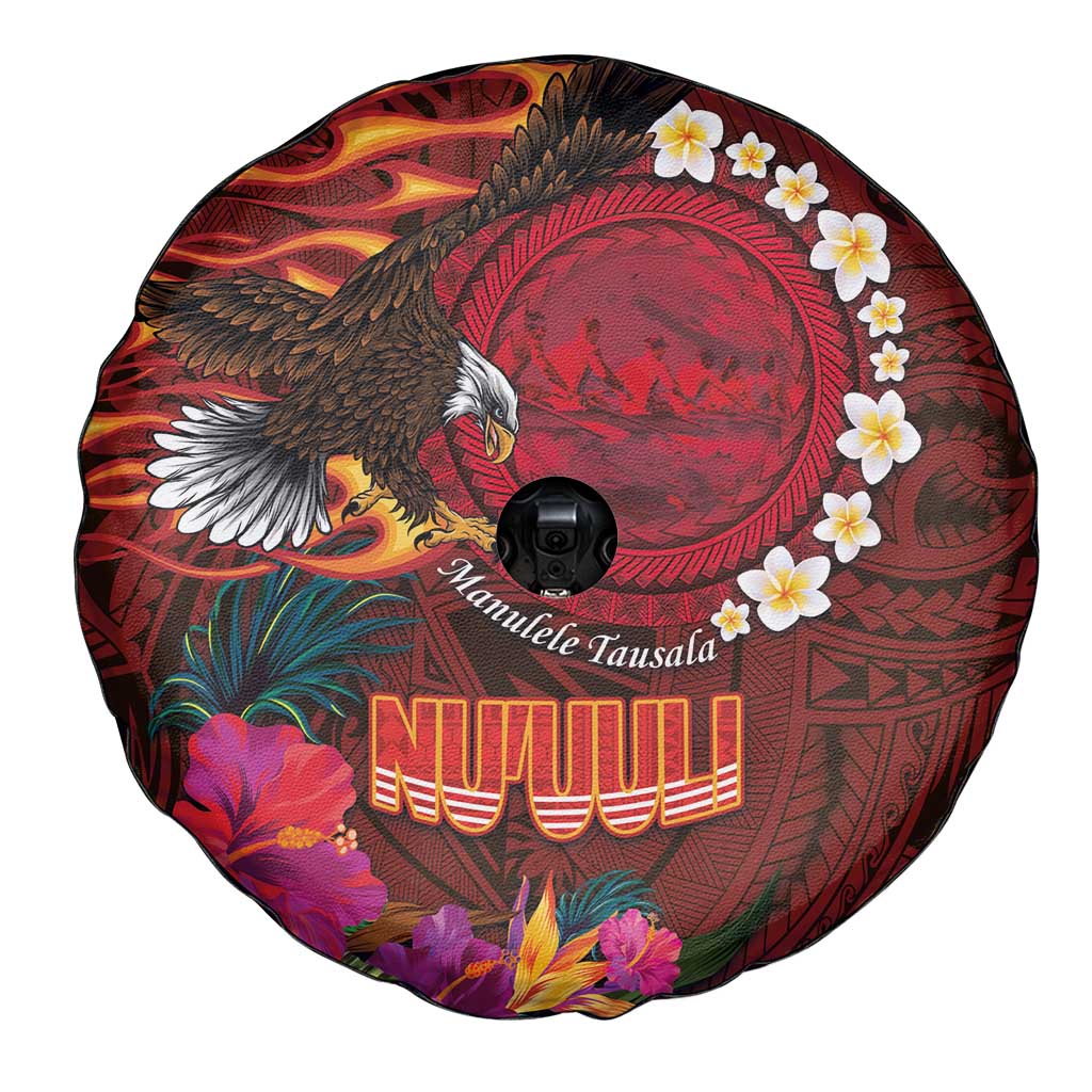 American Samoa Manulele Tausala Nu'uuli Spare Tire Cover Tatau Art Pattern with Tropical Plants LT03 - Polynesian Pride