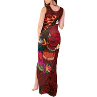 American Samoa Manulele Tausala Nu'uuli Tank Maxi Dress Tatau Art Pattern with Tropical Plants LT03 - Polynesian Pride
