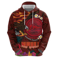 American Samoa Manulele Tausala Nu'uuli Zip Hoodie Tatau Art Pattern with Tropical Plants