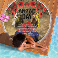 Australia and New Zealand ANZAC Day Beach Blanket Kangaroo and Kiwi Bird Soldier-Honor and Remember Vintage Style
