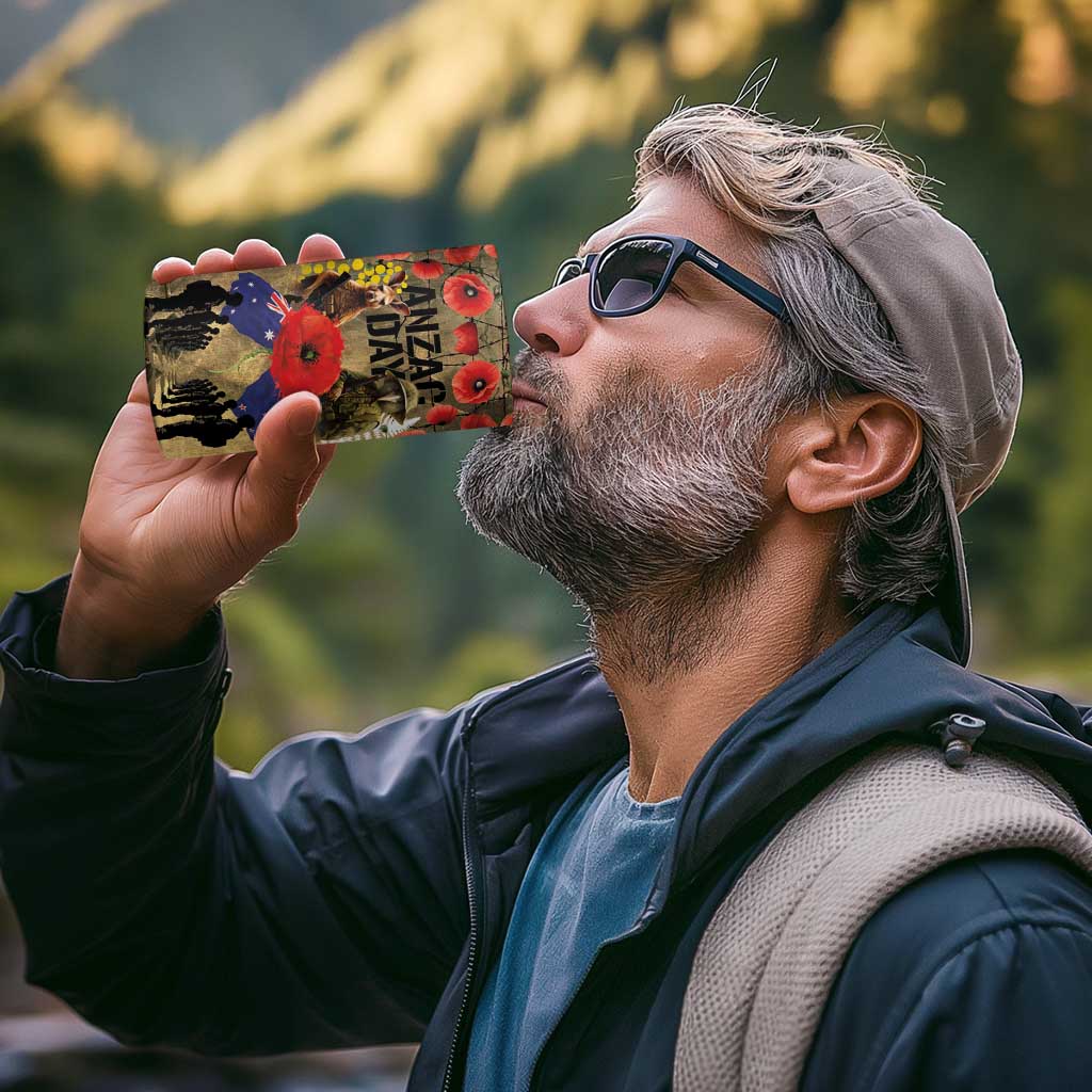 Australia and New Zealand ANZAC Day 4 in 1 Can Cooler Tumbler Kangaroo and Kiwi Bird Soldier-Honor and Remember Vintage Style