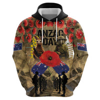 Australia and New Zealand ANZAC Day Hoodie Kangaroo and Kiwi Bird Soldier-Honor and Remember Vintage Style