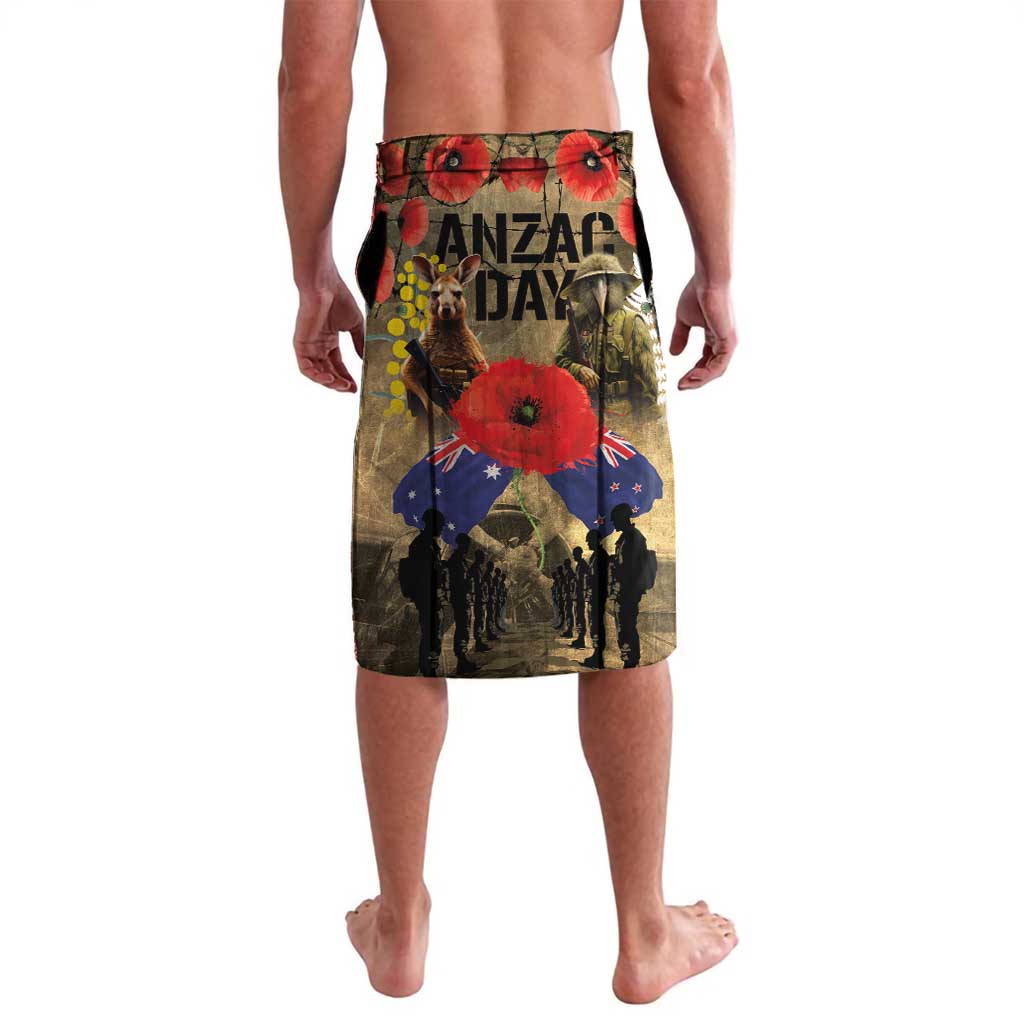 Australia and New Zealand ANZAC Day Lavalava Kangaroo and Kiwi Bird Soldier-Honor and Remember Vintage Style