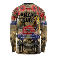 Australia and New Zealand ANZAC Day Long Sleeve Shirt Kangaroo and Kiwi Bird Soldier-Honor and Remember Vintage Style