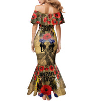 Australia and New Zealand ANZAC Day Mermaid Dress Kangaroo and Kiwi Bird Soldier-Honor and Remember Vintage Style