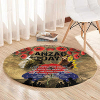 Australia and New Zealand ANZAC Day Round Carpet Kangaroo and Kiwi Bird Soldier-Honor and Remember Vintage Style