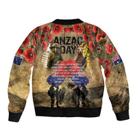 Australia and New Zealand ANZAC Day Sleeve Zip Bomber Jacket Kangaroo and Kiwi Bird Soldier-Honor and Remember Vintage Style LT03 - Polynesian Pride