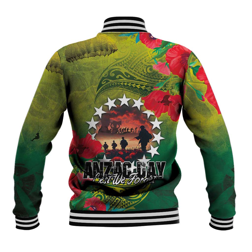 Cook Islands ANDAC Day Baseball Jacket Honor and Remember Soliders-Forever in My Thoughts Grunge Style