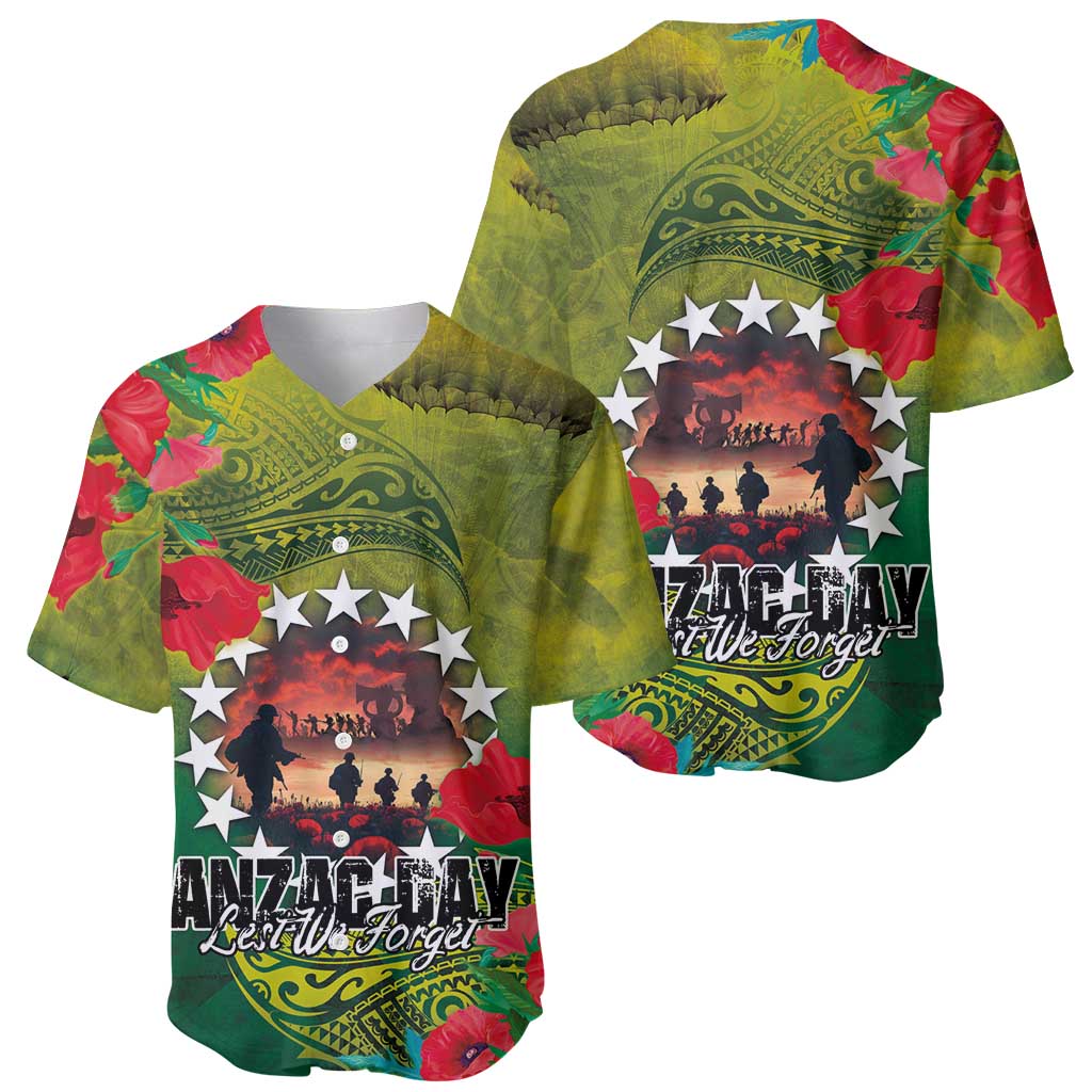 Cook Islands ANDAC Day Baseball Jersey Honor and Remember Soliders-Forever in My Thoughts Grunge Style