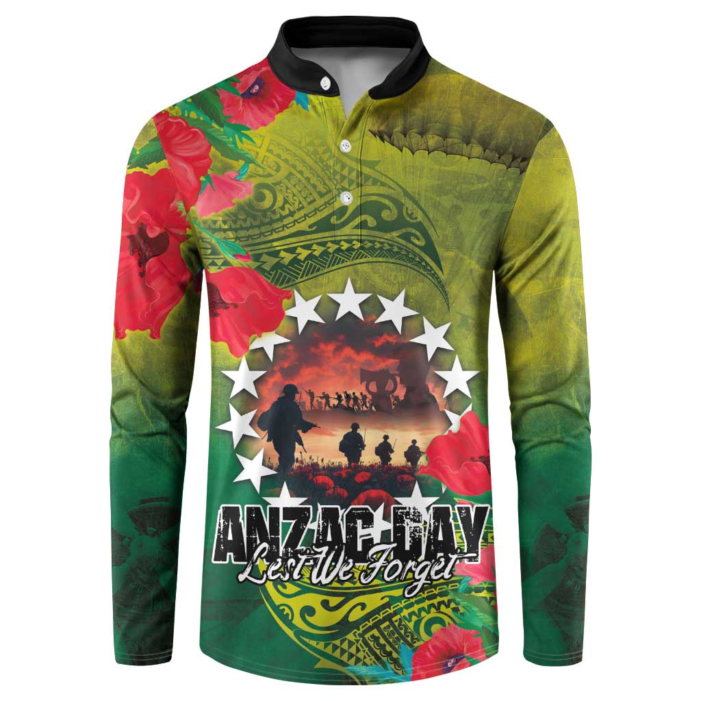 Cook Islands ANDAC Day Button Sweatshirt Honor and Remember Soliders-Forever in My Thoughts Grunge Style