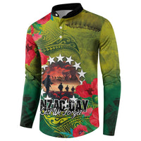 Cook Islands ANDAC Day Button Sweatshirt Honor and Remember Soliders-Forever in My Thoughts Grunge Style