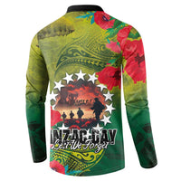 Cook Islands ANDAC Day Button Sweatshirt Honor and Remember Soliders-Forever in My Thoughts Grunge Style