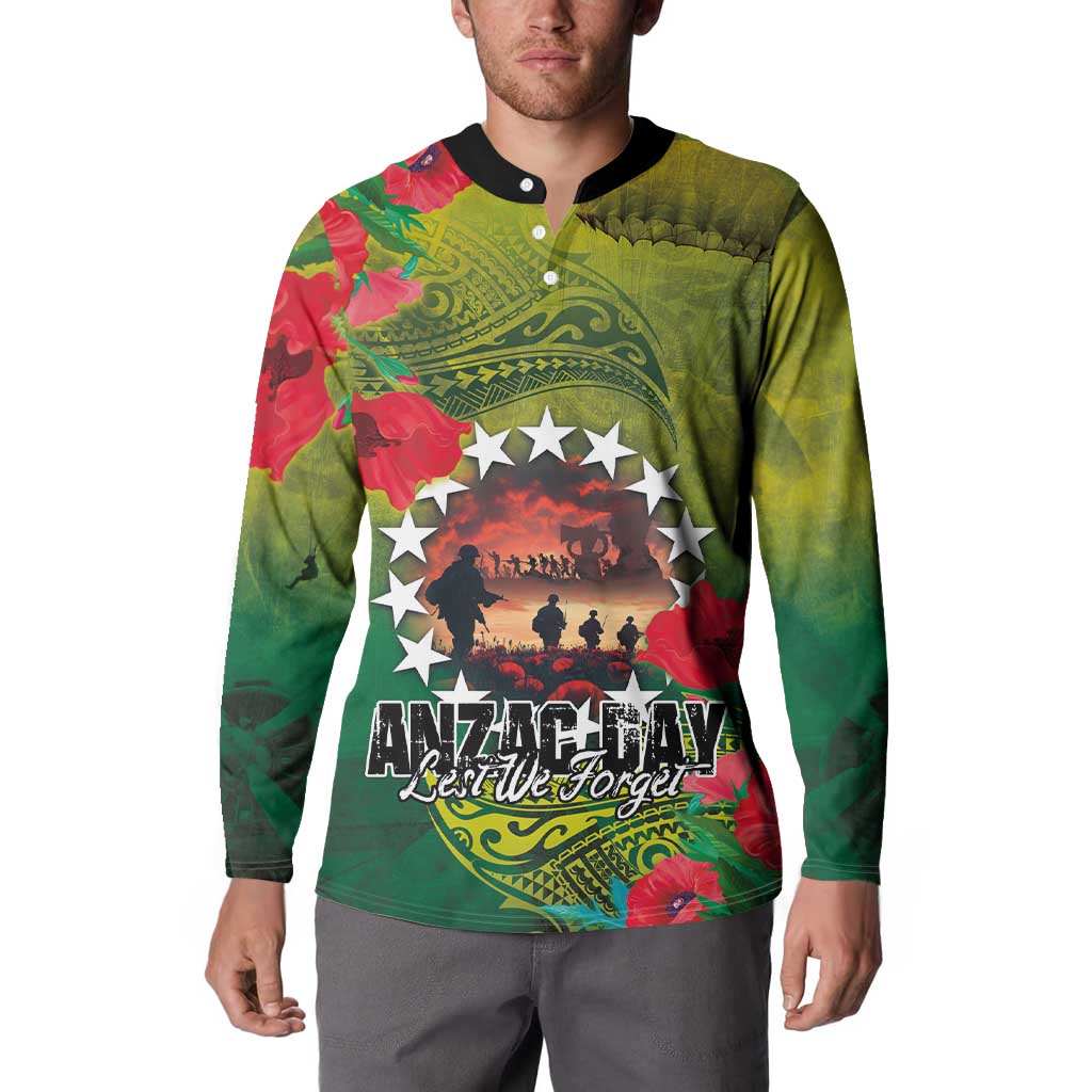 Cook Islands ANDAC Day Button Sweatshirt Honor and Remember Soliders-Forever in My Thoughts Grunge Style