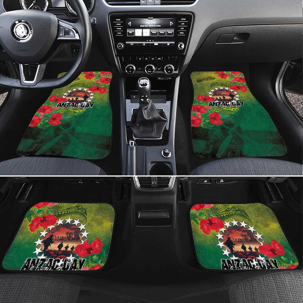 Cook Islands ANDAC Day Car Mats Honor and Remember Soliders-Forever in My Thoughts Grunge Style