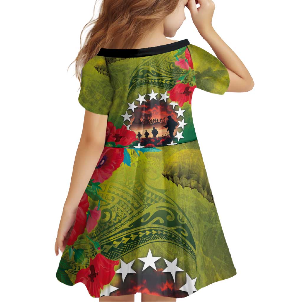 Cook Islands ANDAC Day Family Matching Off Shoulder Maxi Dress and Hawaiian Shirt Honor and Remember Soliders-Forever in My Thoughts Grunge Style LT03 - Polynesian Pride