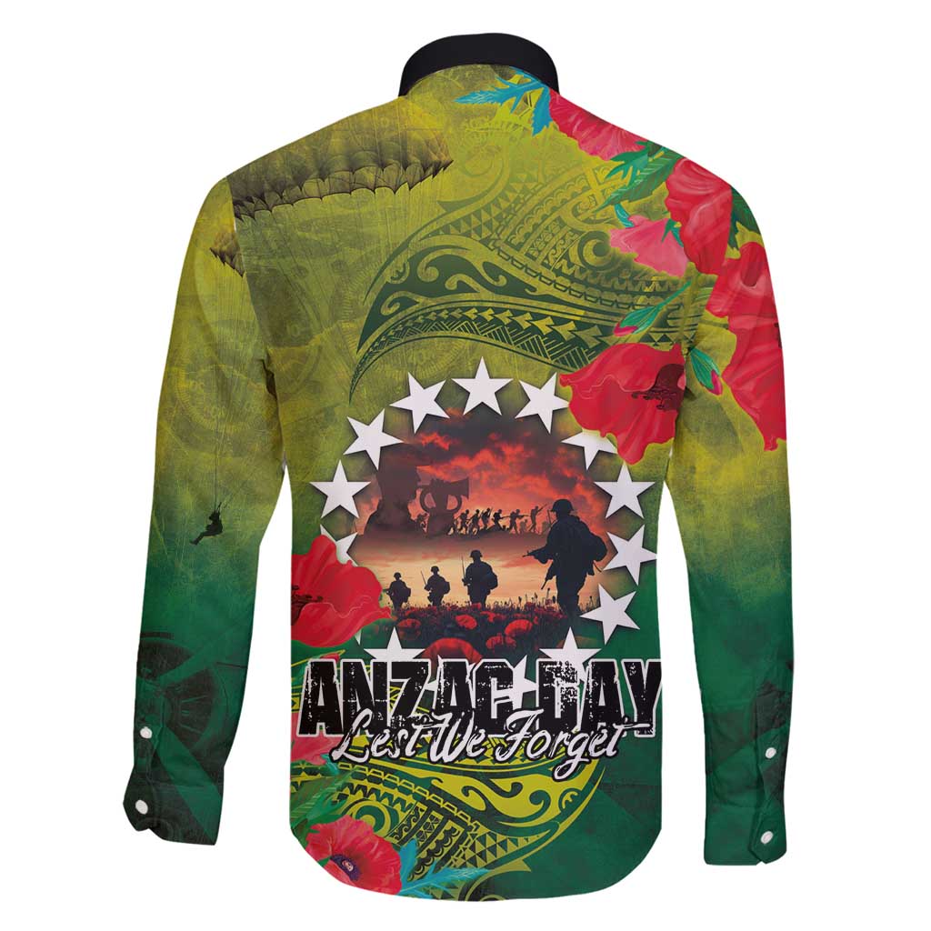 Cook Islands ANDAC Day Family Matching Off Shoulder Maxi Dress and Hawaiian Shirt Honor and Remember Soliders-Forever in My Thoughts Grunge Style LT03 - Polynesian Pride