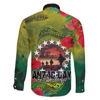 Cook Islands ANDAC Day Family Matching Off Shoulder Maxi Dress and Hawaiian Shirt Honor and Remember Soliders-Forever in My Thoughts Grunge Style LT03 - Polynesian Pride