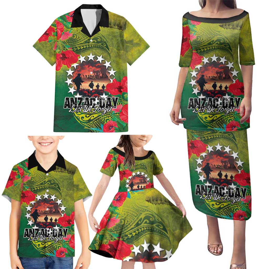 Cook Islands ANDAC Day Family Matching Puletasi and Hawaiian Shirt Honor and Remember Soliders-Forever in My Thoughts Grunge Style