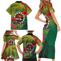 Cook Islands ANDAC Day Family Matching Short Sleeve Bodycon Dress and Hawaiian Shirt Honor and Remember Soliders-Forever in My Thoughts Grunge Style