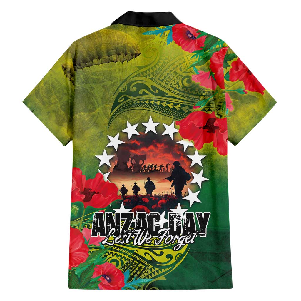 Cook Islands ANDAC Day Family Matching Short Sleeve Bodycon Dress and Hawaiian Shirt Honor and Remember Soliders-Forever in My Thoughts Grunge Style