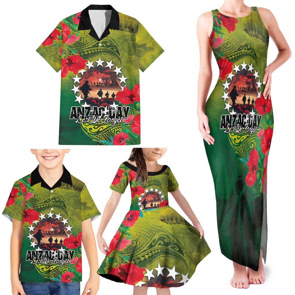 Cook Islands ANDAC Day Family Matching Tank Maxi Dress and Hawaiian Shirt Honor and Remember Soliders-Forever in My Thoughts Grunge Style