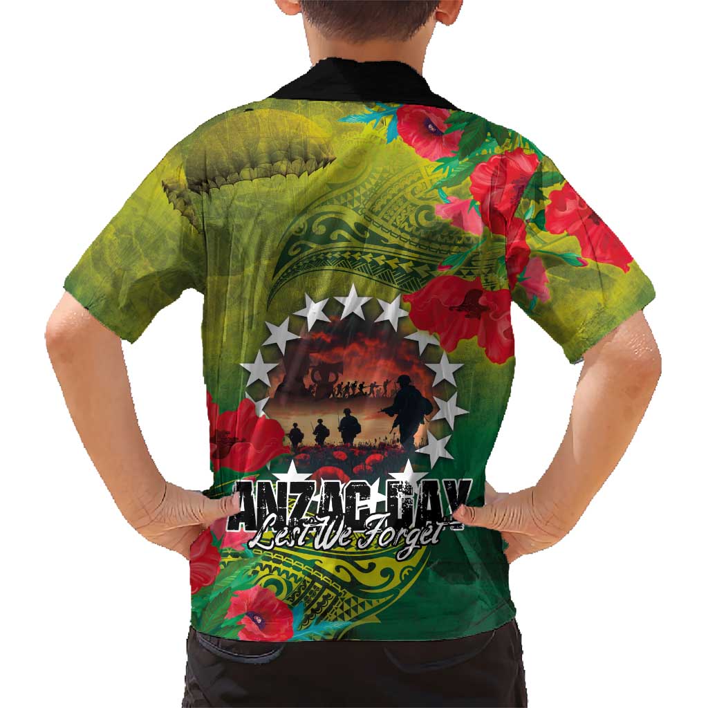 Cook Islands ANDAC Day Hawaiian Shirt Honor and Remember Soliders-Forever in My Thoughts Grunge Style