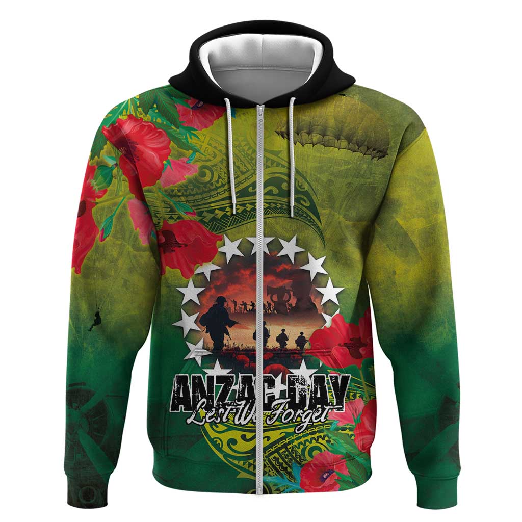 Cook Islands ANDAC Day Hoodie Honor and Remember Soliders-Forever in My Thoughts Grunge Style