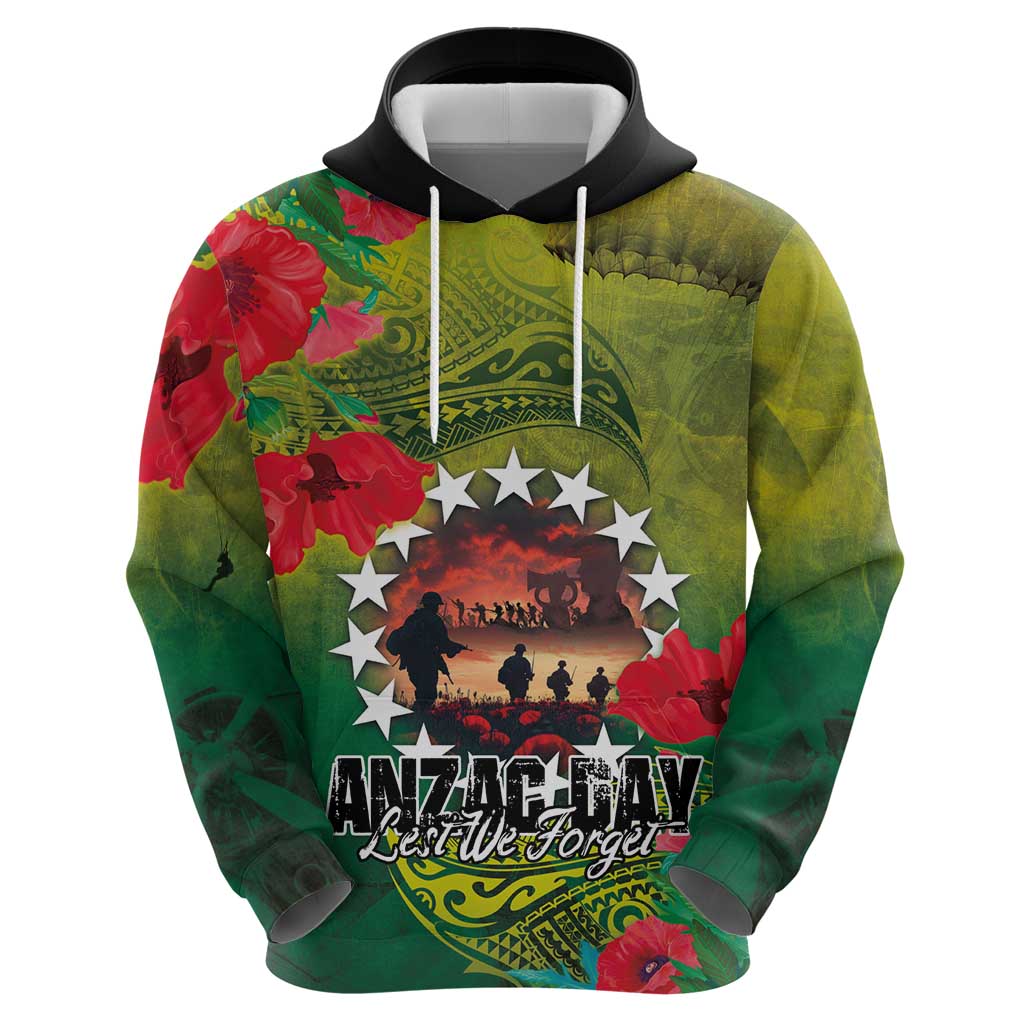 Cook Islands ANDAC Day Hoodie Honor and Remember Soliders-Forever in My Thoughts Grunge Style