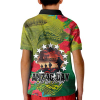 Cook Islands ANDAC Day Kid Polo Shirt Honor and Remember Soliders-Forever in My Thoughts Grunge Style