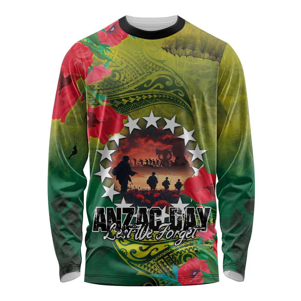 Cook Islands ANDAC Day Long Sleeve Shirt Honor and Remember Soliders-Forever in My Thoughts Grunge Style