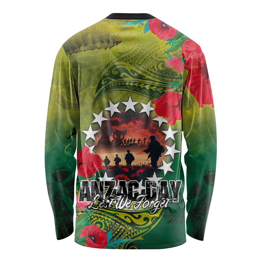 Cook Islands ANDAC Day Long Sleeve Shirt Honor and Remember Soliders-Forever in My Thoughts Grunge Style