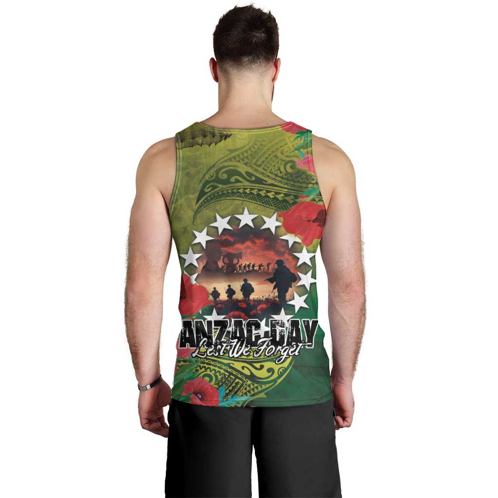 Cook Islands ANDAC Day Men Tank Top Honor and Remember Soliders-Forever in My Thoughts Grunge Style