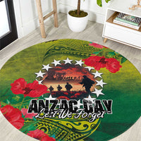 Cook Islands ANDAC Day Round Carpet Honor and Remember Soliders-Forever in My Thoughts Grunge Style