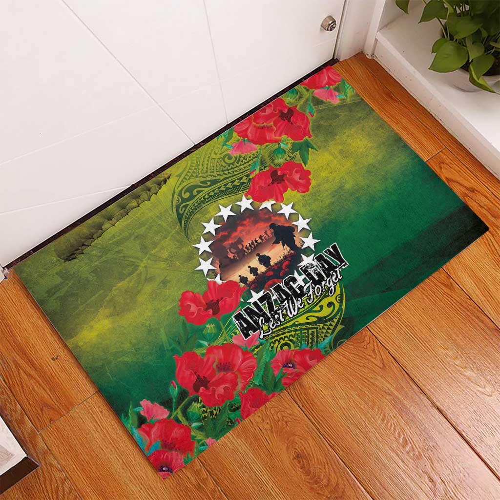 Cook Islands ANDAC Day Rubber Doormat Honor and Remember Soliders-Forever in My Thoughts Grunge Style